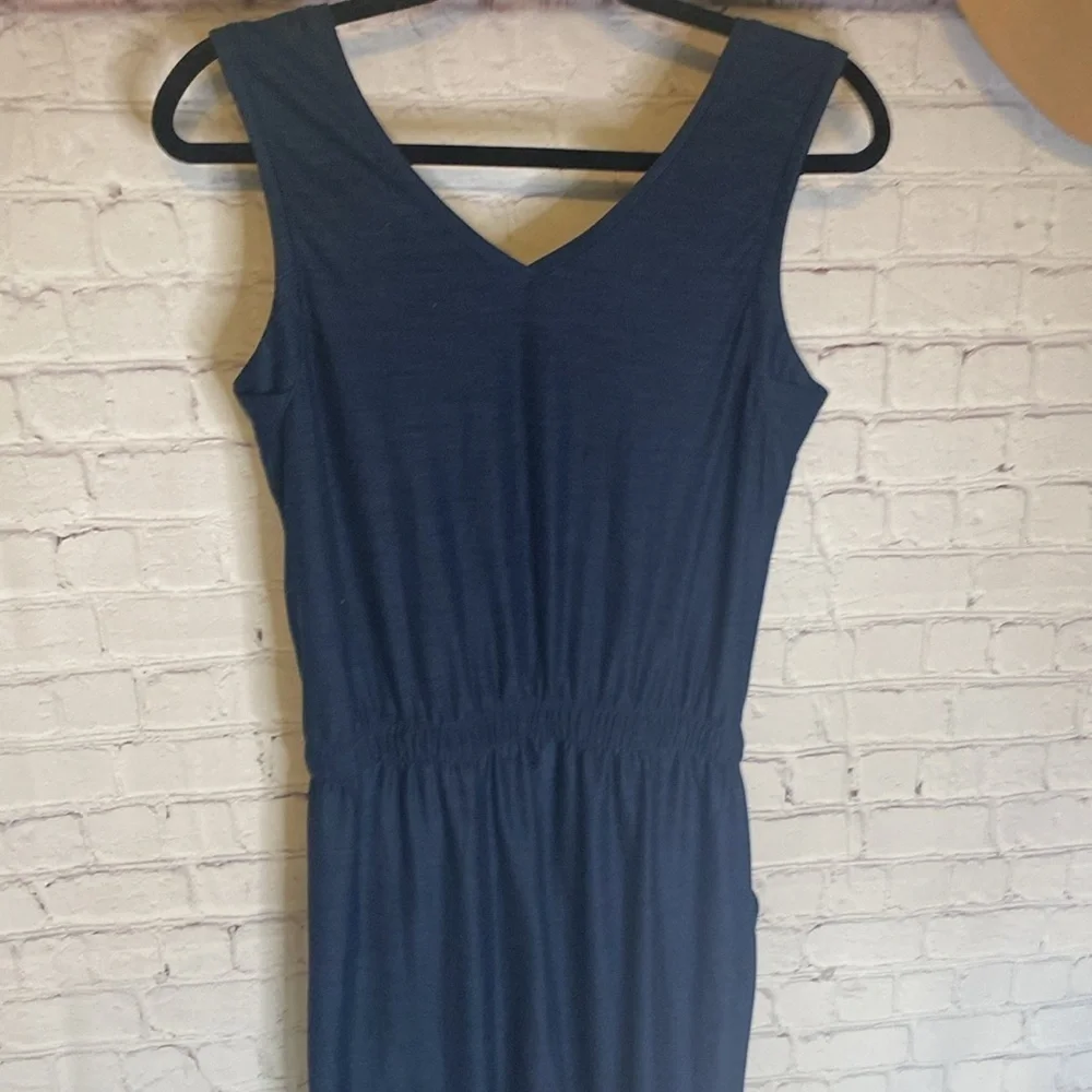 Sansara Navy Soft Sleeveless Jumpsuit with Pockets & Elastic Adjustable Waist S - Picture 10 of 11